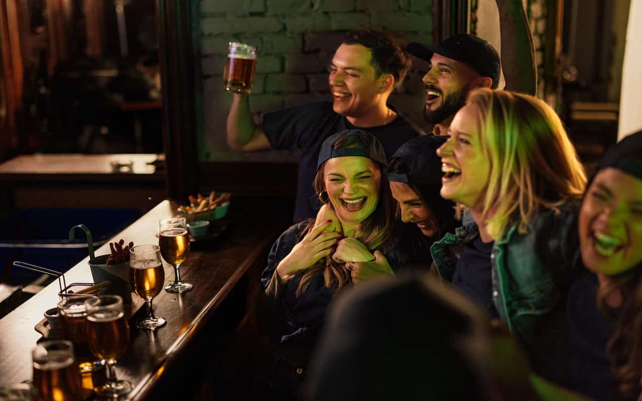 big group at bar