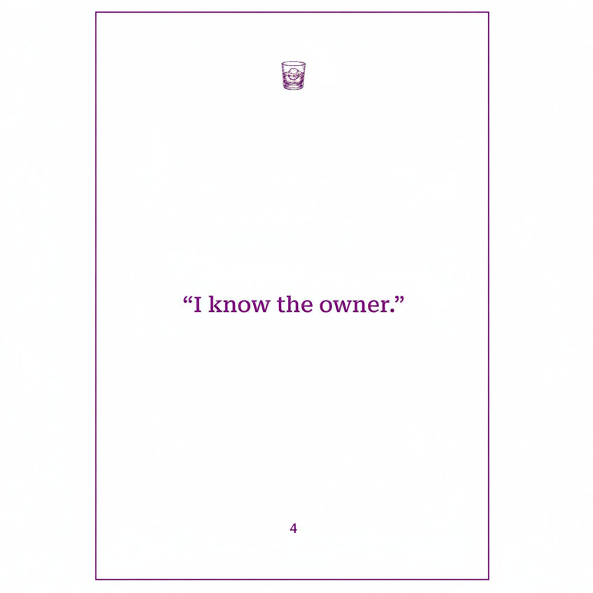 Text 'I know the owner.' with a small icon on a white background